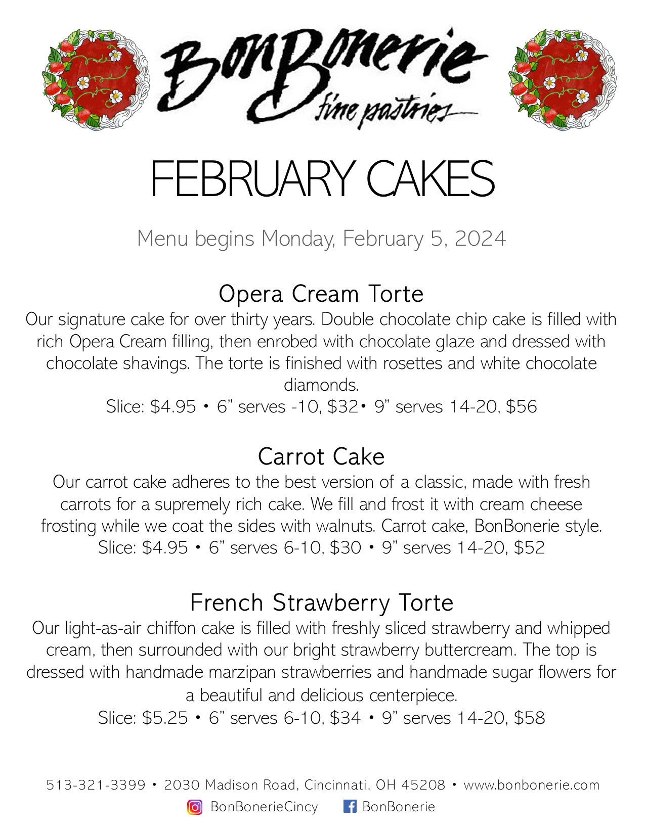 Cake Menu | The Sugar Bakery